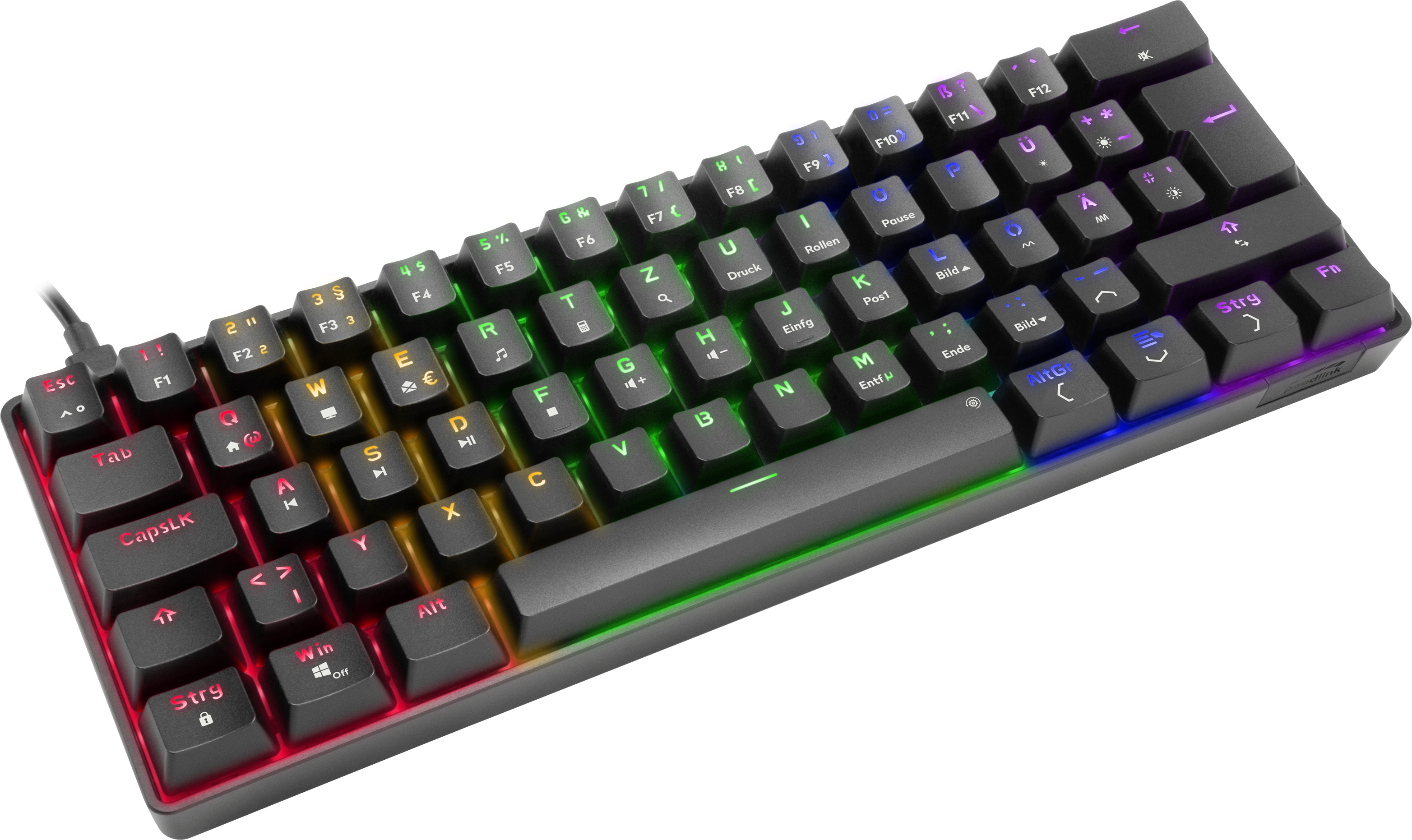 ATMOS RGB Regenbogen Mechanische 60% Gaming Tastatur mit braunen Schaltern, schwarz