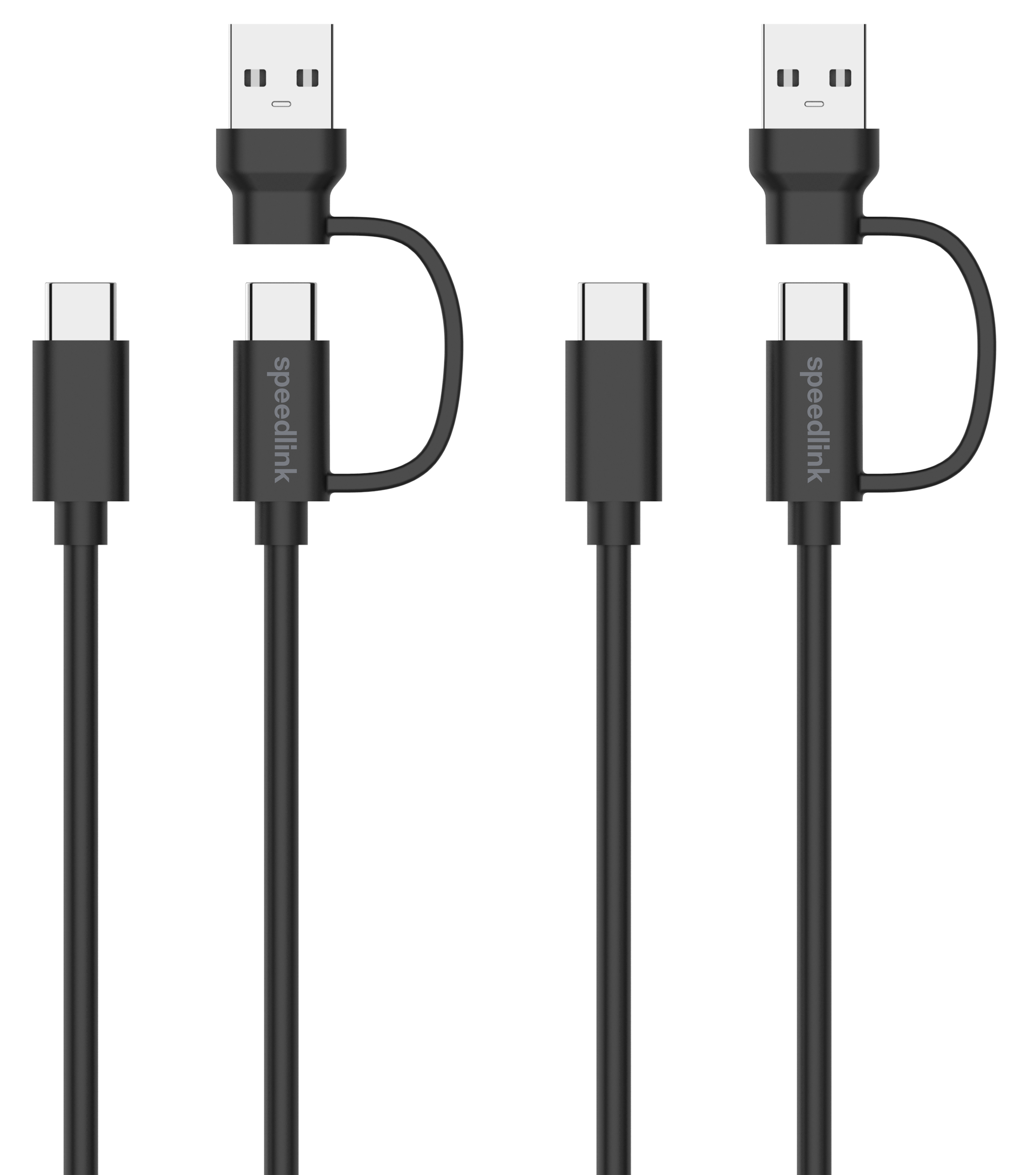 STREAM Play & Charge USB-C/A auf USB-C Kabel Set, schwarz