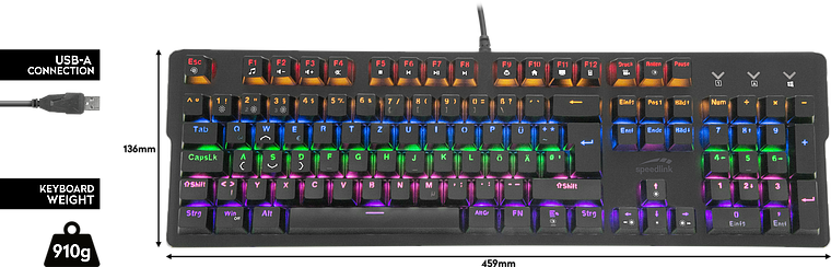 Tastatur, | Gaming VELA Mechanische RGB schwarz SL-670013-BK