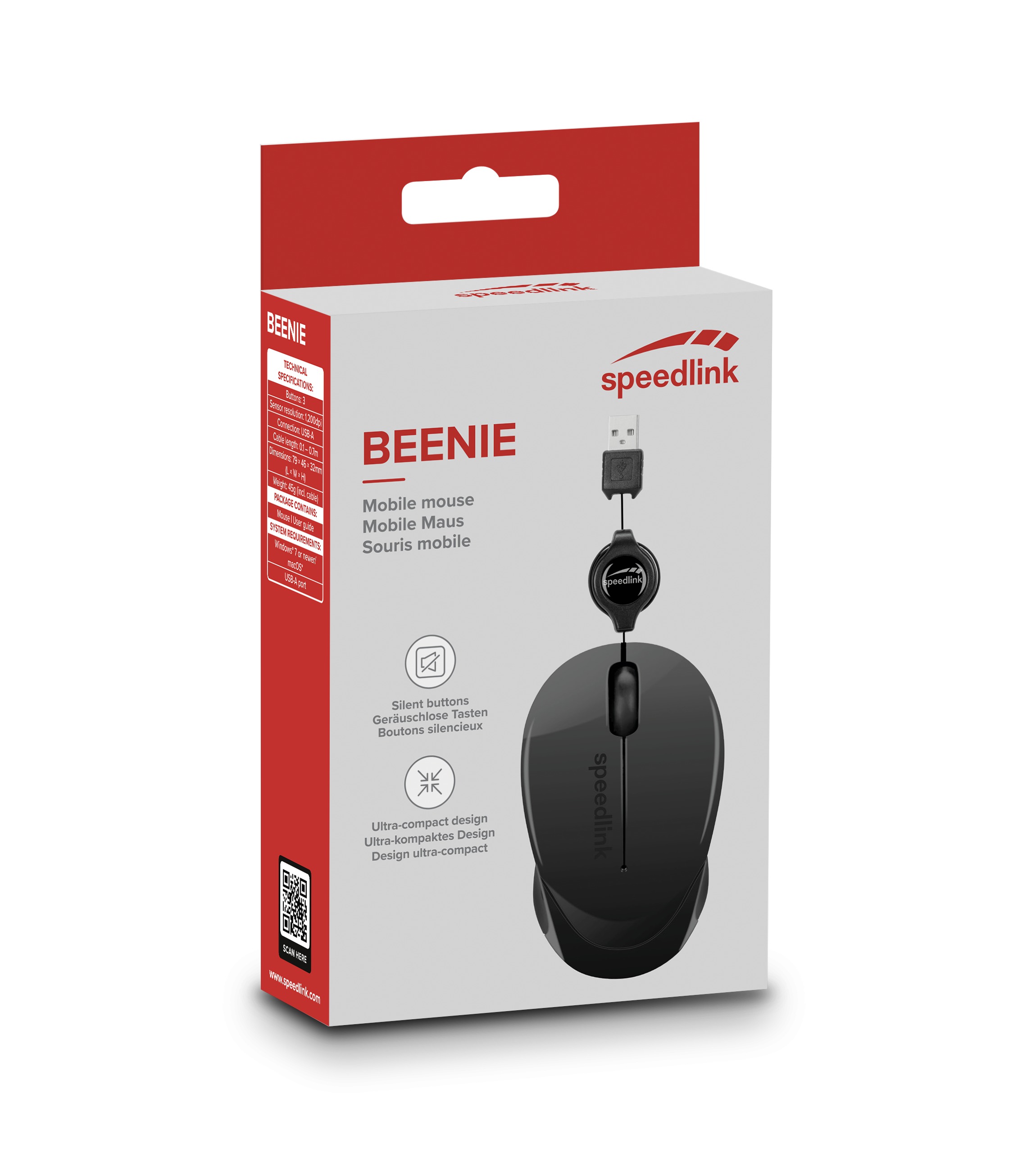 BEENIE Mobile Maus - kabelgebunden schwarz | USB, SL-610012-BK