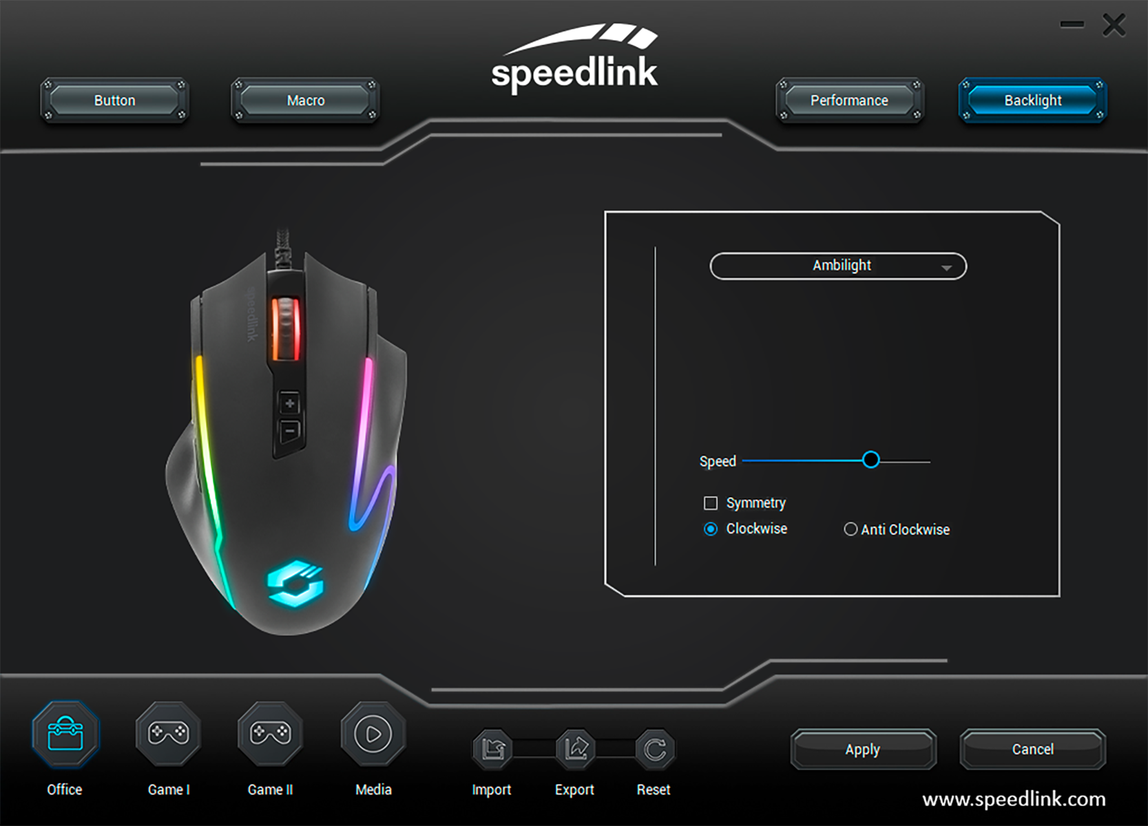 DECUS NX RGB Gaming Maus, schwarz gummiert