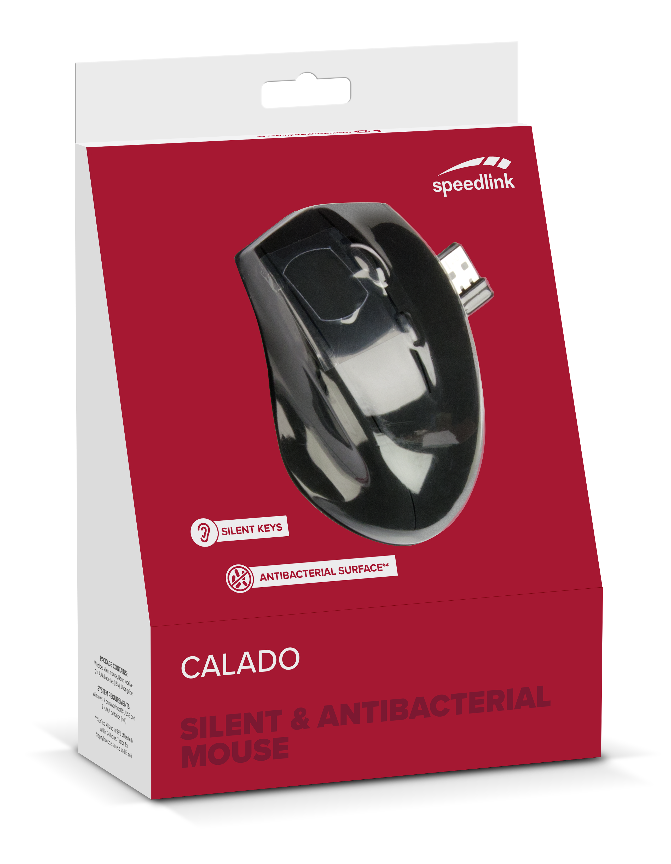 CALADO Silent & USB, SL-630009-RRBK Mouse Antibacterial rubber-black | Wireless 