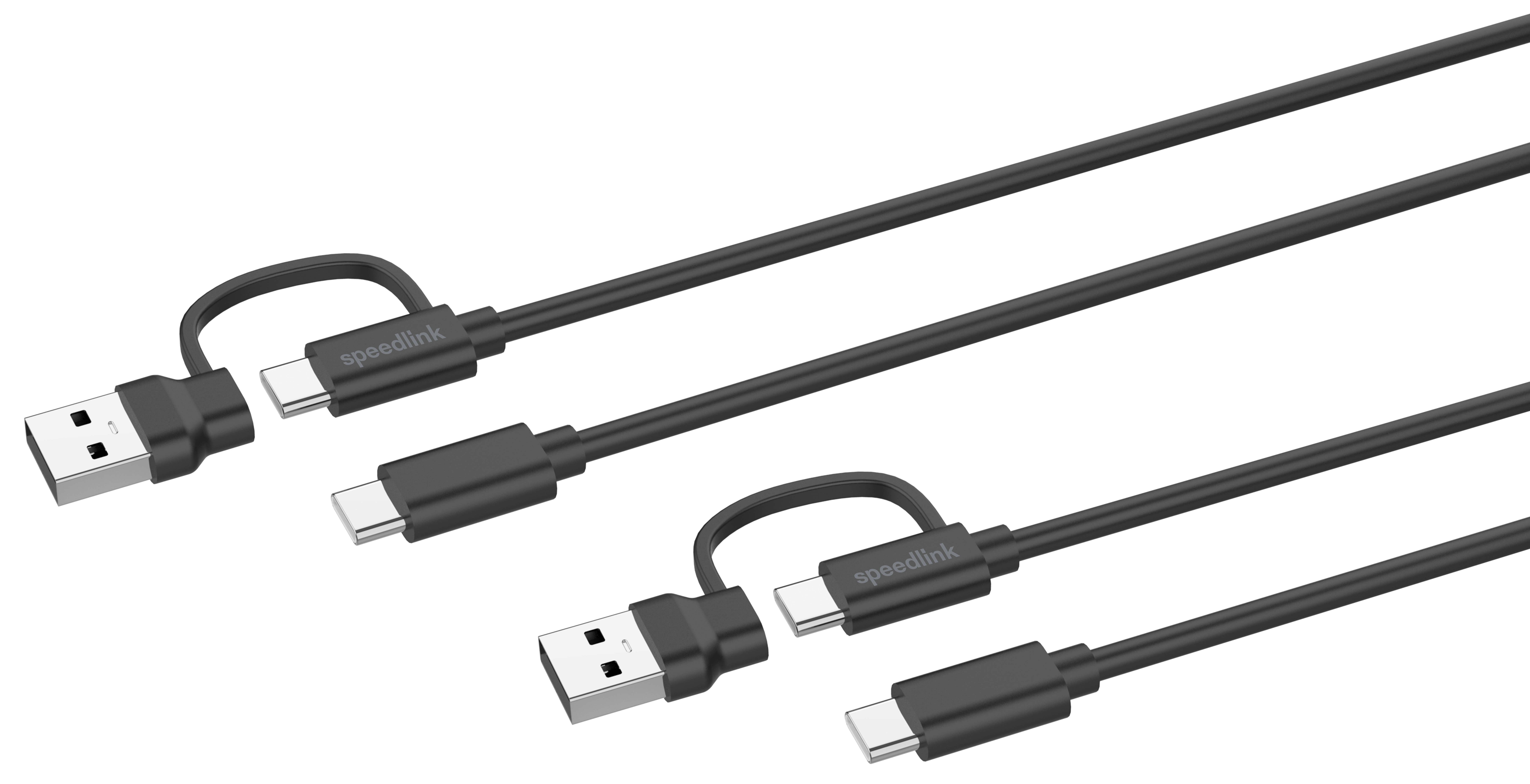 STREAM Play & Charge USB-C/A auf USB-C Kabel Set, schwarz