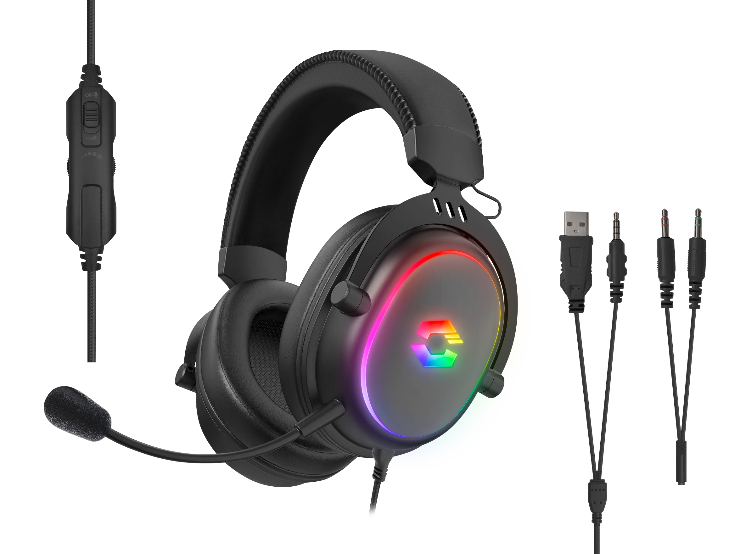 CONUX RGB Stereo Gaming Headset - für PC/PS5/PS4/ Xbox Series X/S/Switch/OLED/Lite , schwarz