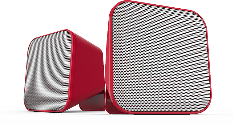 red white speakers