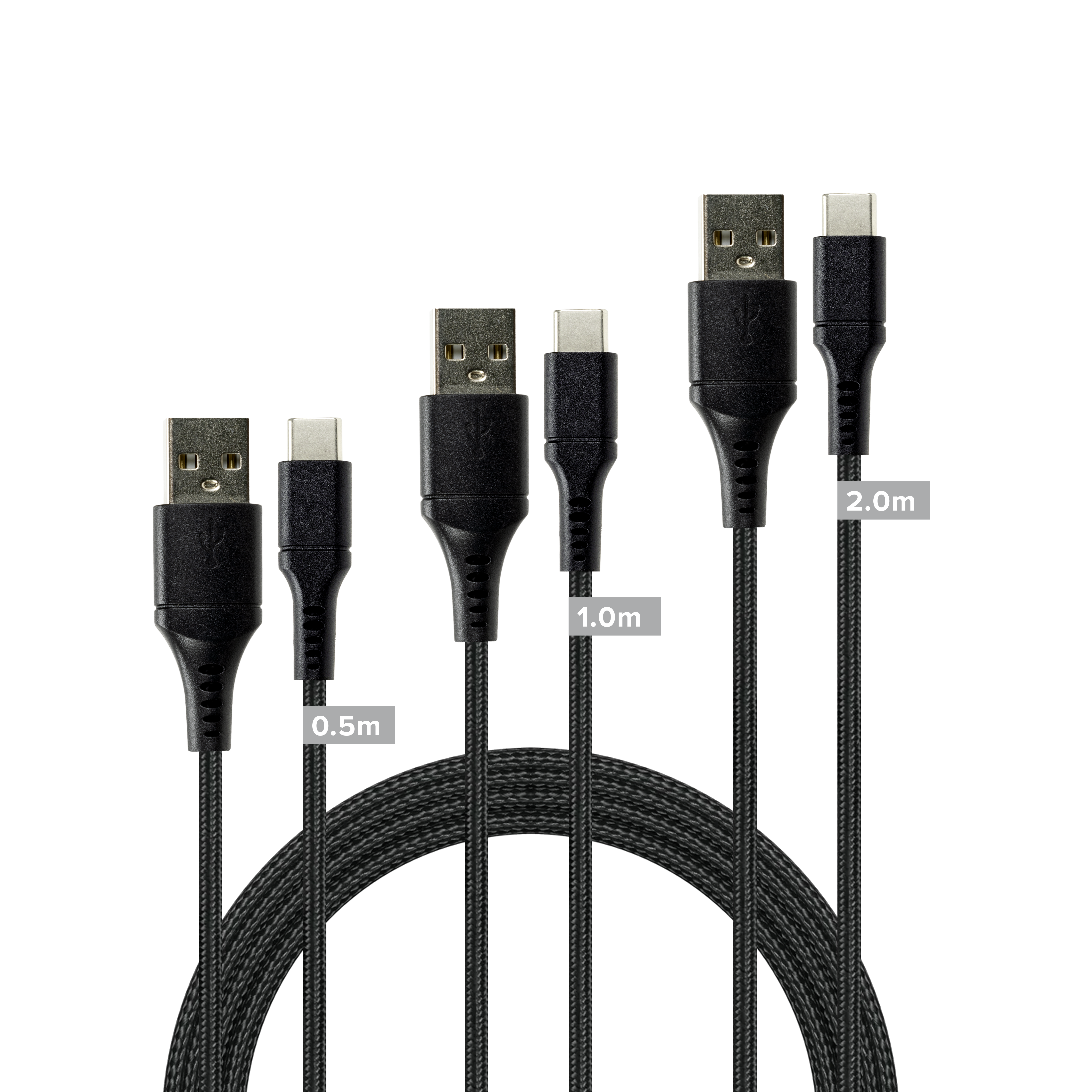 USB-A to USB-C Cable Set,black