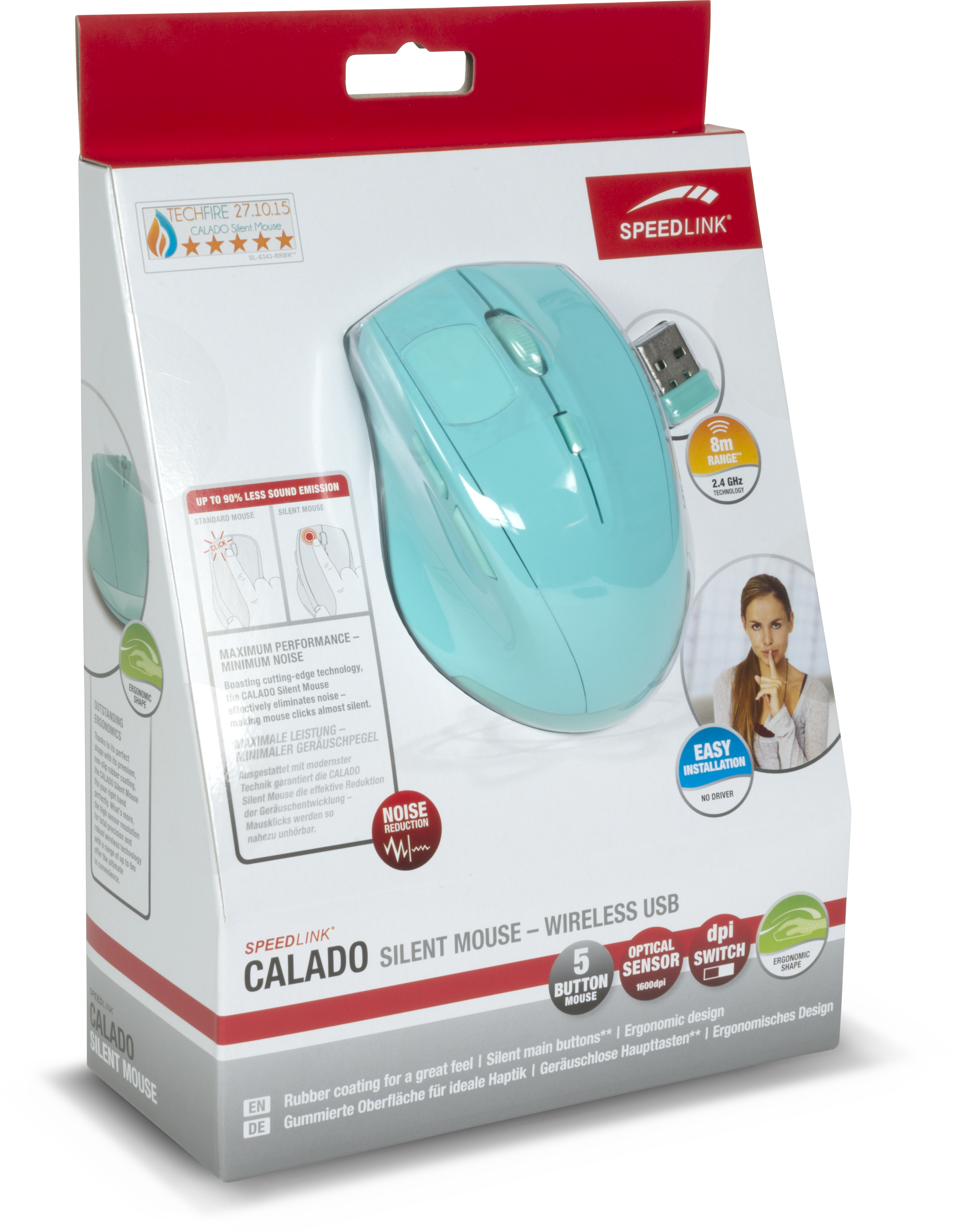 - USB, Wireless Silent rubber-turquoise SL-630007-RRTE | Mouse CALADO