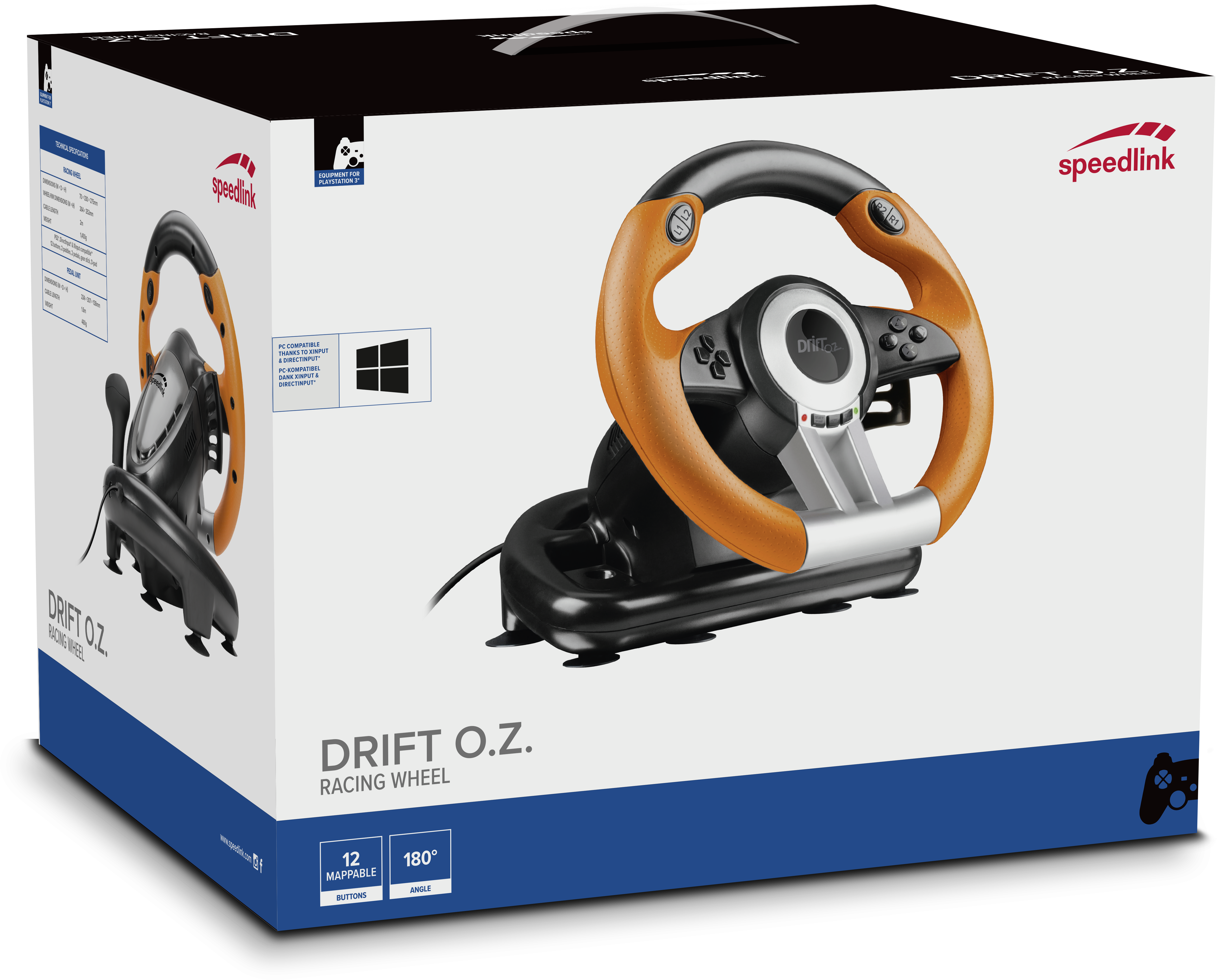 SPEEDLINK DRIFT O.Z. Racing Wheel USB Gaming Lenkrad für PC -  Schwarz/Orange (SL-6695-BKOR-01) for sale online
