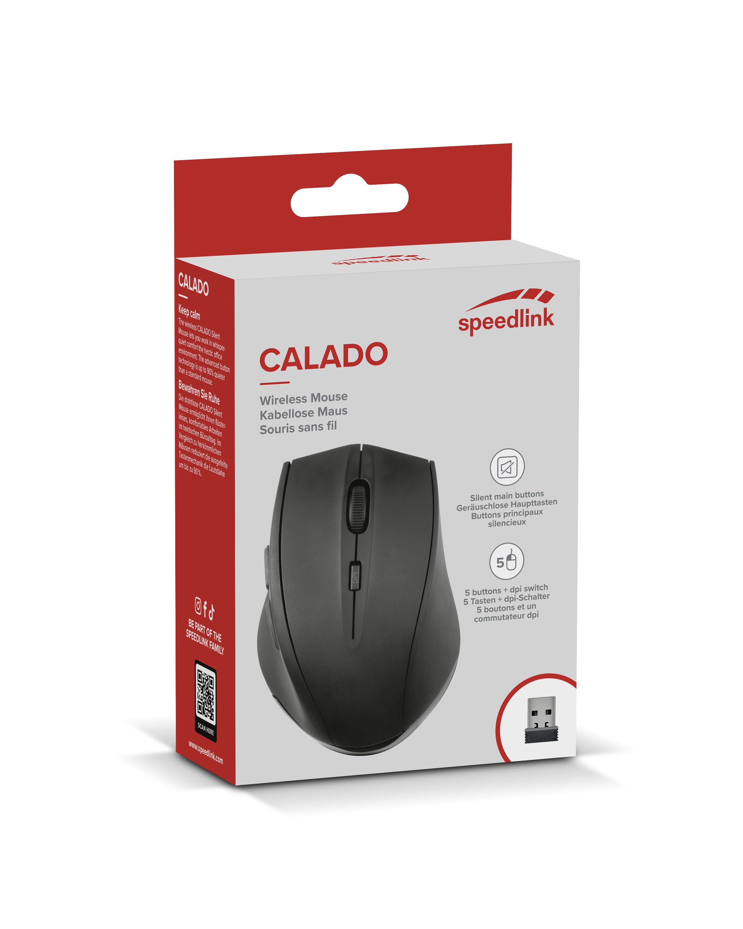 CALADO Leise Maus - kabellos | rubber-schwarz USB, SL-6343-RRBK