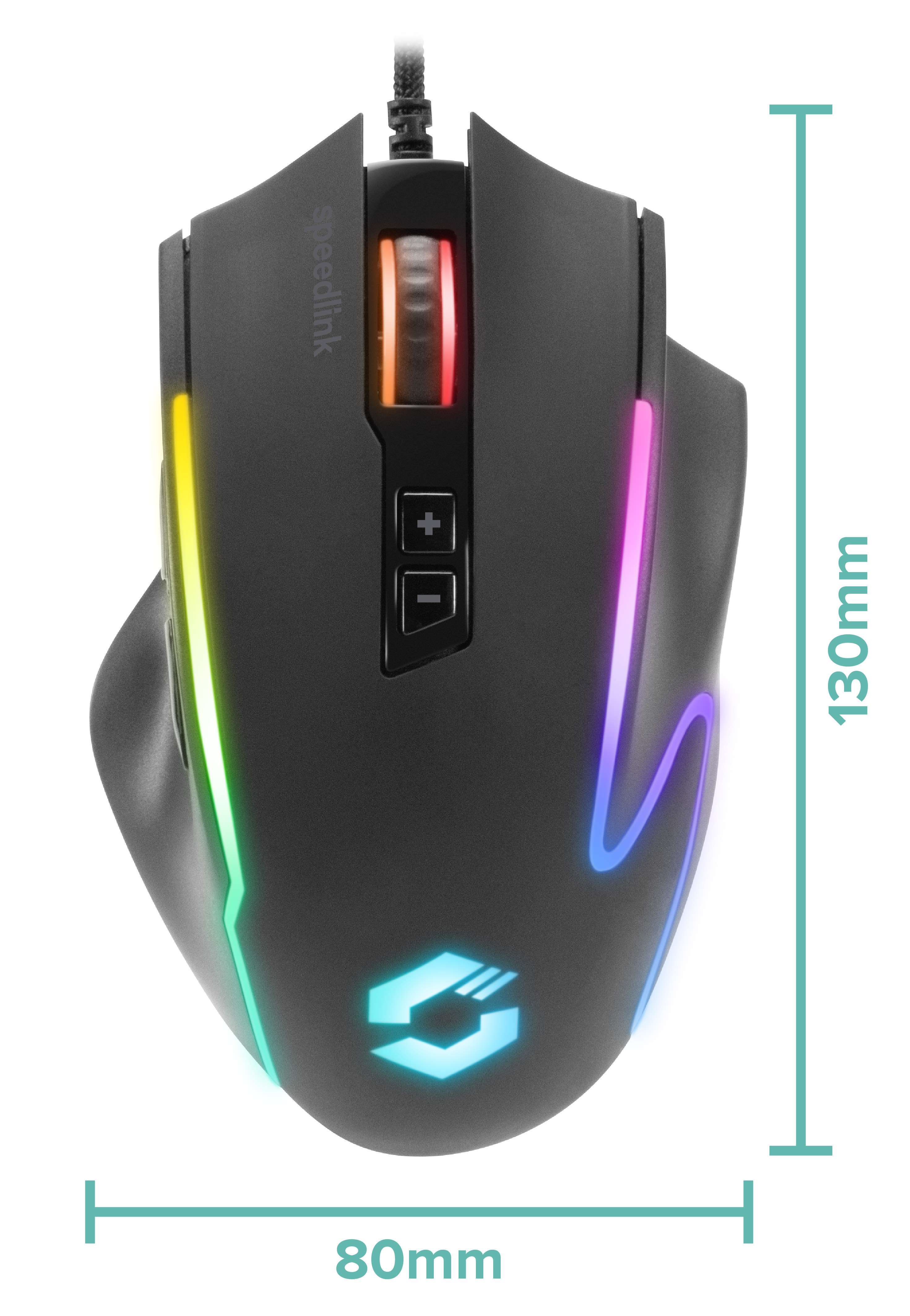 DECUS NX RGB Gaming Maus, schwarz gummiert