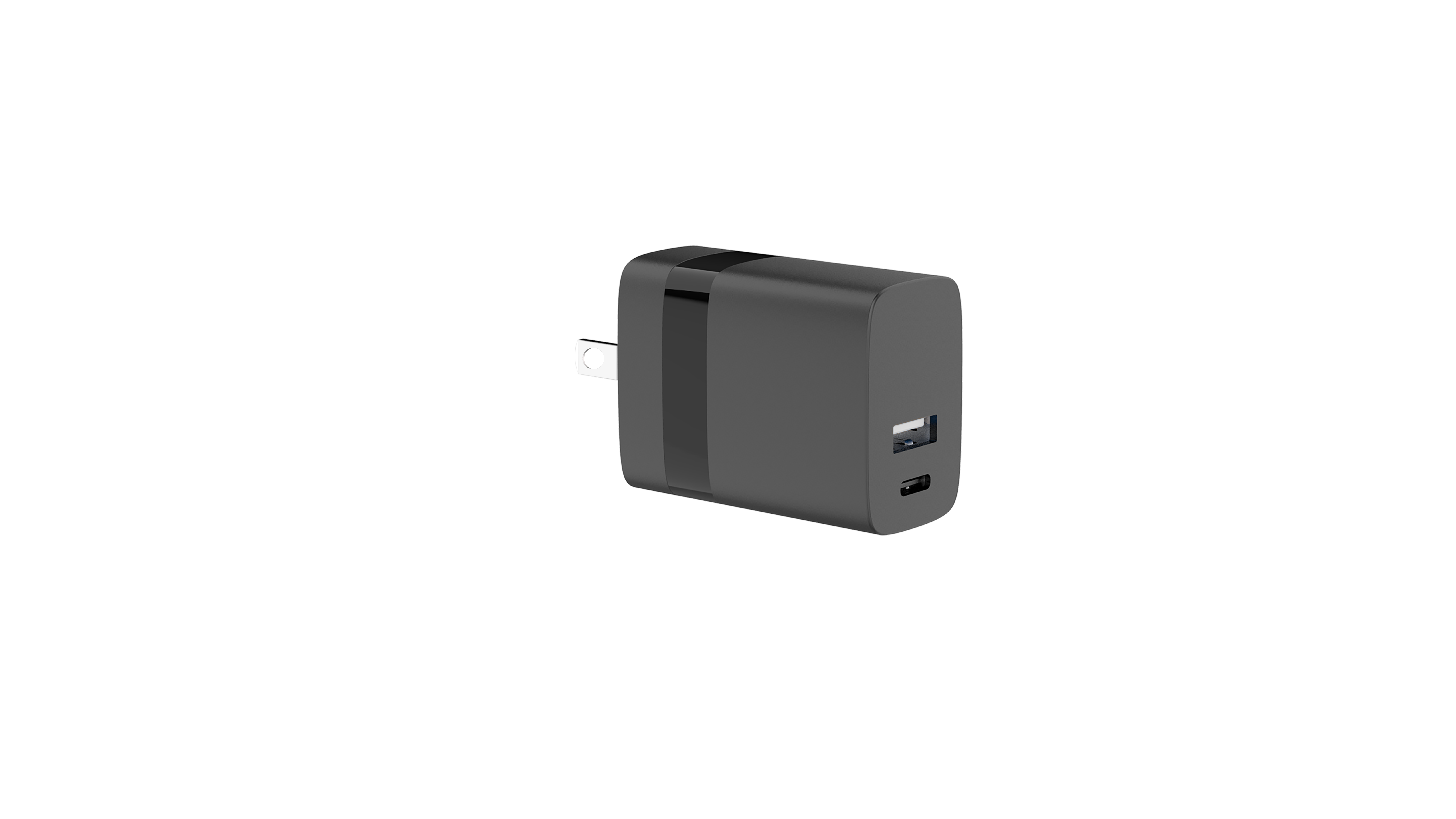 Travel Charger USB-A & USB-C 15W for US-UK-EU, black