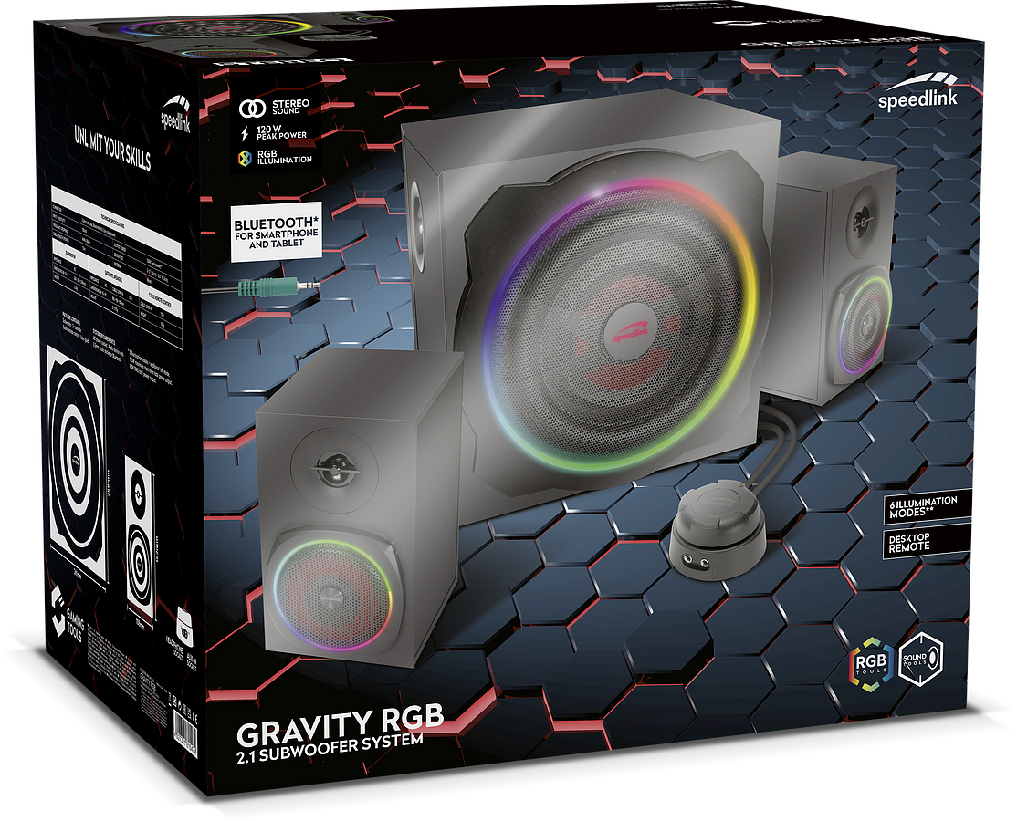 GRAVITY RGB 2.1 System, SL-830105-BK | black Subwoofer
