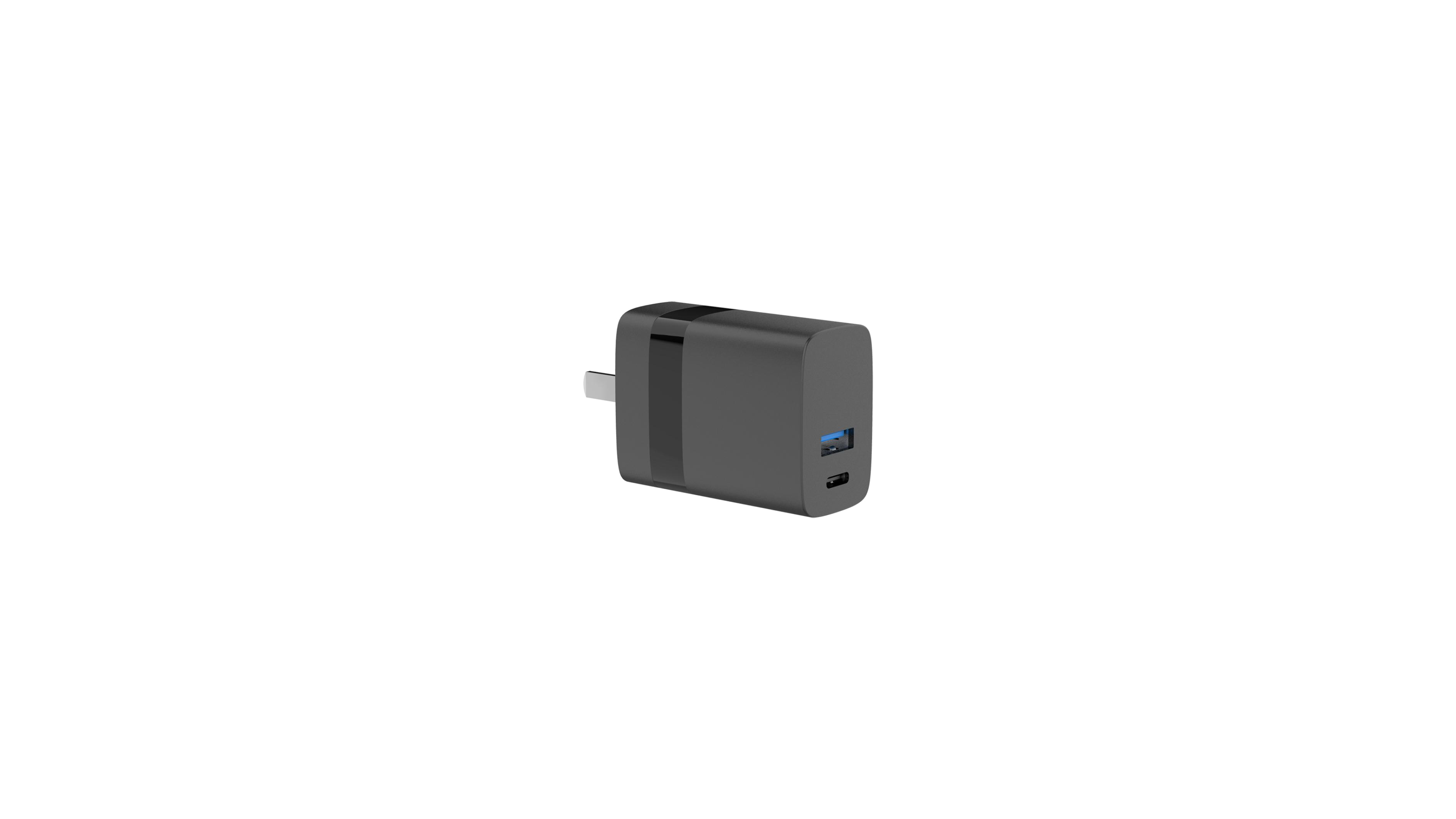 Travel Charger USB-A & USB-C 15W for US-UK-EU, black