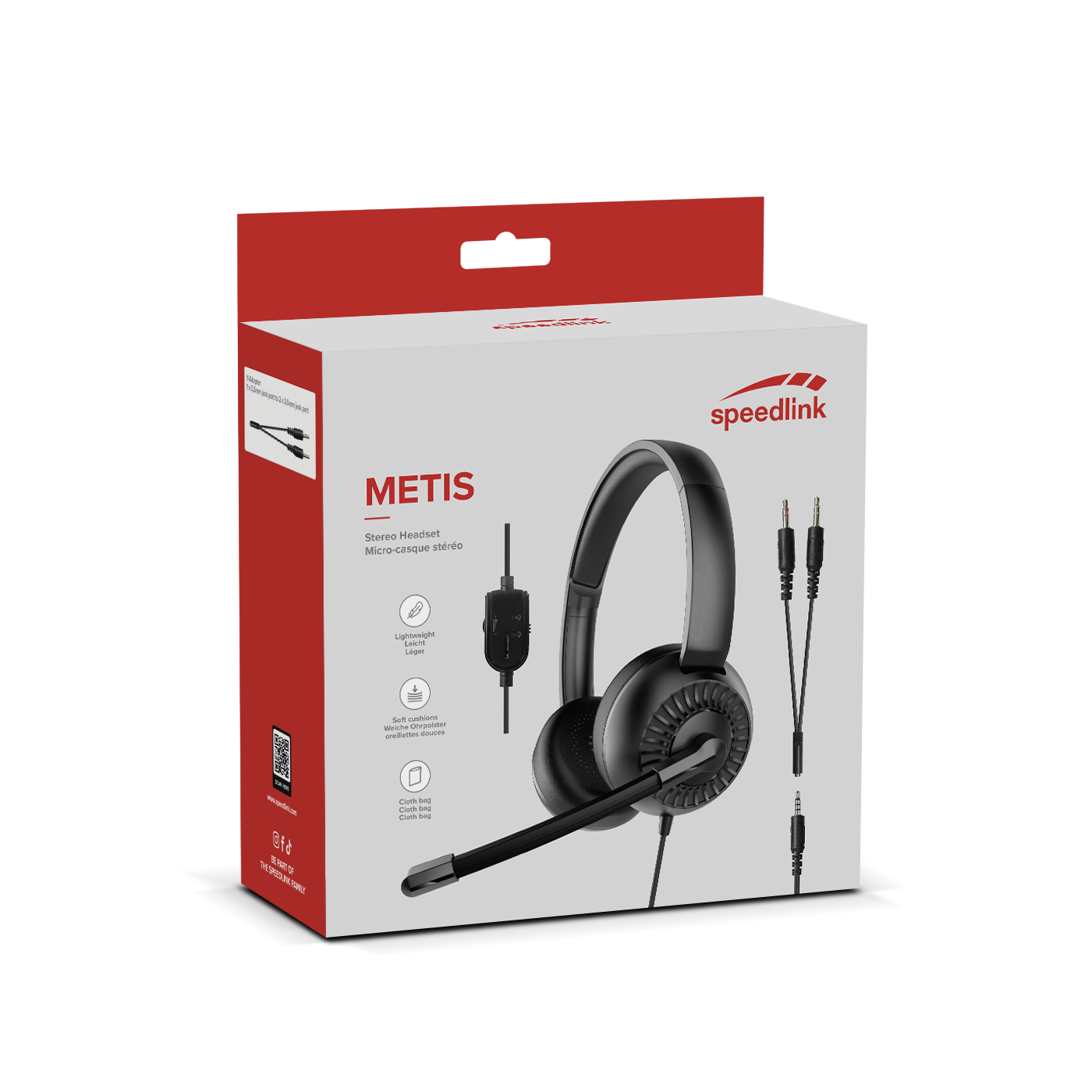 METIS Stereo Headset, 3,5mm Jack | with black Y-Adapter, SL-870006-BK