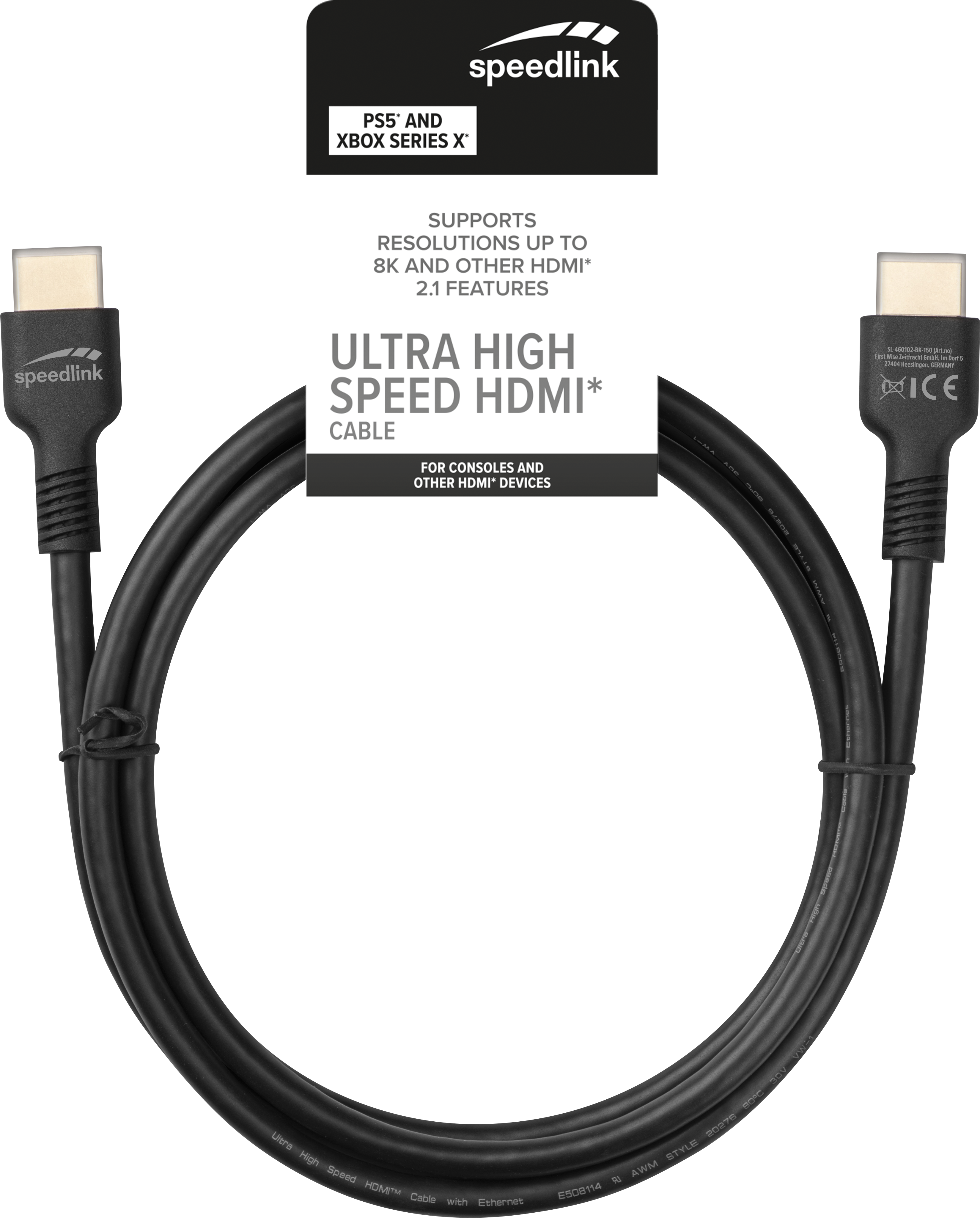 Câble HDMI Ultra haute vitesse Speedlink 1,5 m (PS5 / Xbox Series X)